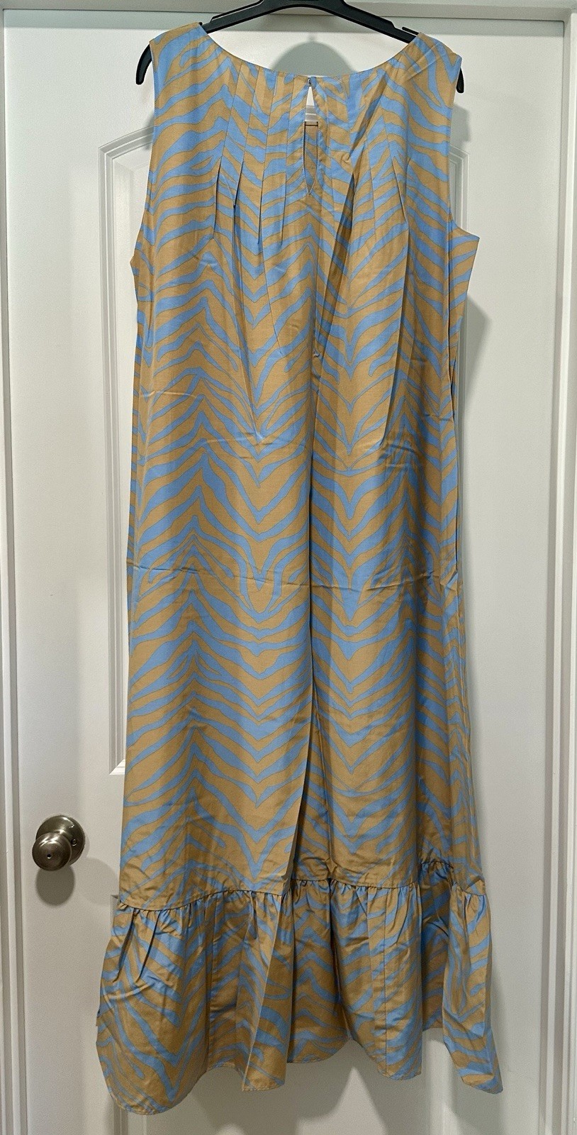 NEW X-Large Lafayette 148 New York Silk Cotton Halle Fresh Blue Tank Maxi Dress