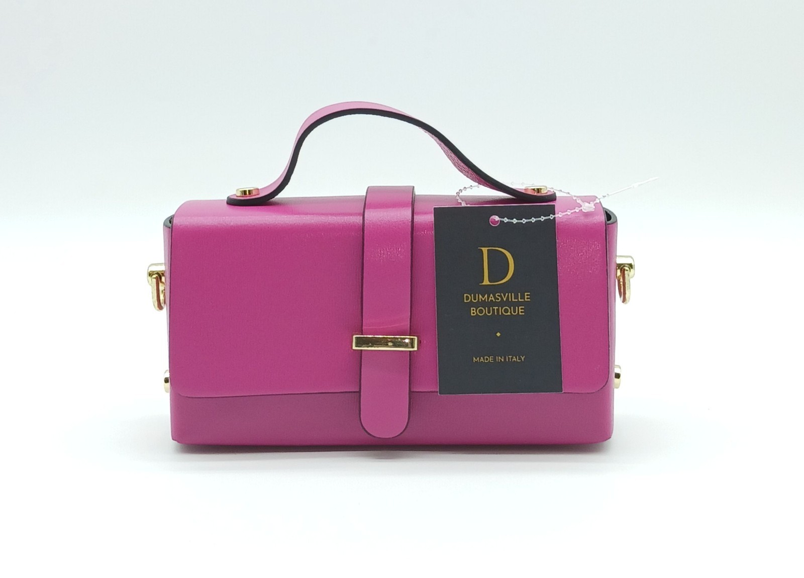 Fuchsia Italian Genuine Leather Small Crossbody Handbag – Made In Italy