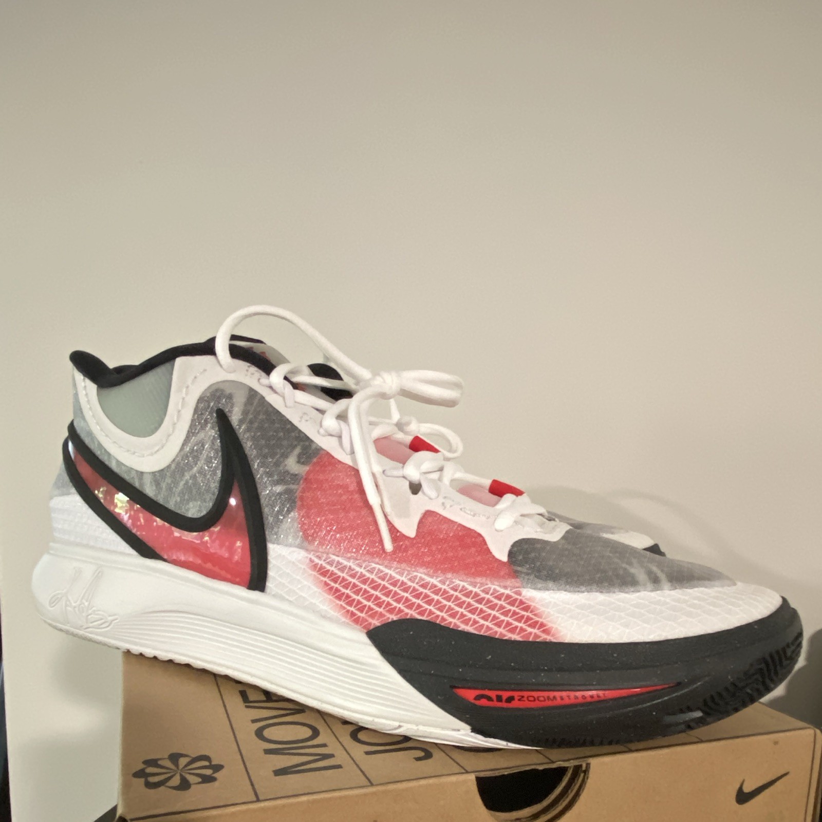 Nike Kyrie 8 Low Top Lace Up Sneakers White/Gray/Red/Black Men’s 15