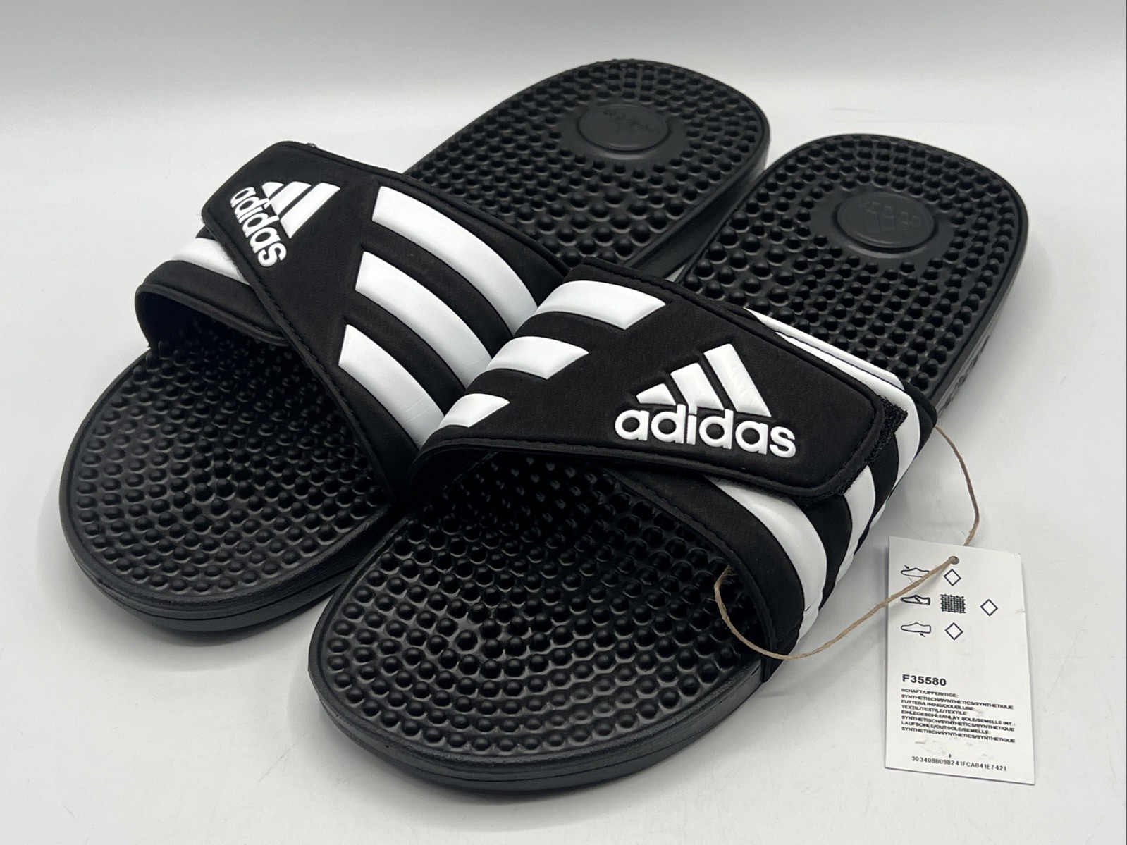 adidas Adissage Men’s Slides – Core Black /Cloud White /Core Black, US Men 13