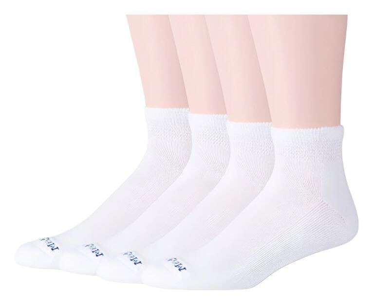 MediPeds Women’s NanoGLIDE® White Quarter Cushion Socks, Medium, 8 pairs