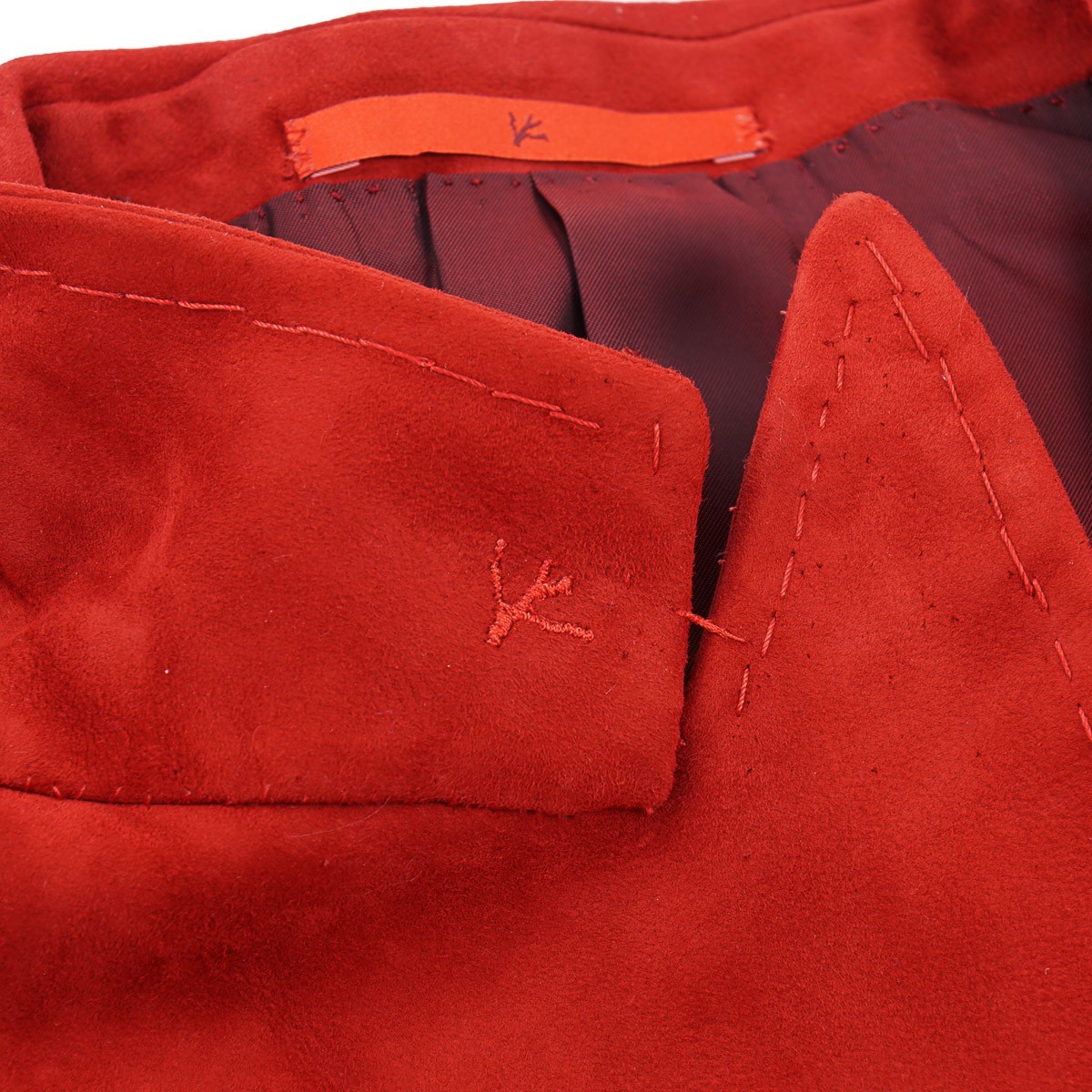 Isaia Red Soft Nappa Lambskin Suede Leather Blazer Jacket Slim L (Eu 52) NWT