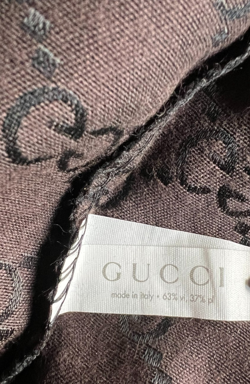 Auth GUCCI Drawstring Brown Satin MONOGRAM Purse Shoes Dust Bag 1pc only