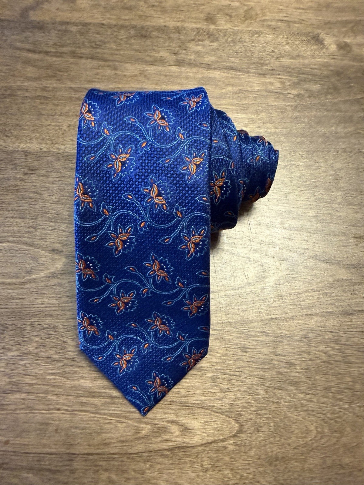 Ted Baker London Mens Silk Tie Blue Floral Paisley Polka Dot Lining Necktie