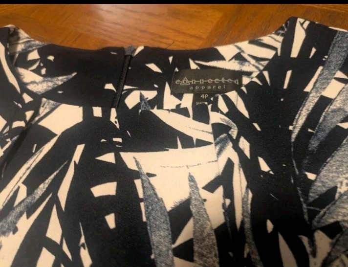 Connected Apparel Petites 4P Black/White Floral Sleeveless Belted Jumpsuit