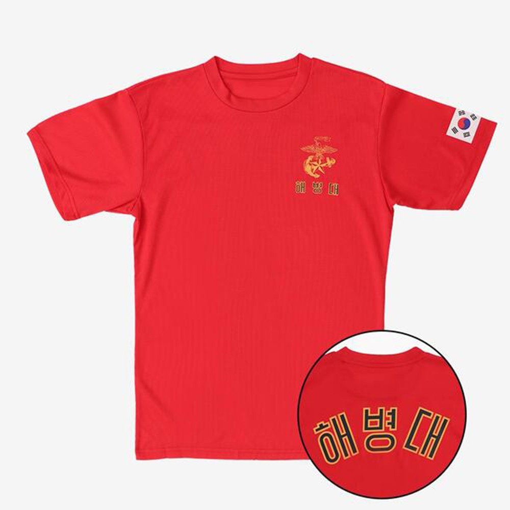 ROKMC Korean Marine Corps Cool Dry T-Shirt (Red, Short Sleeve) | S–4XL