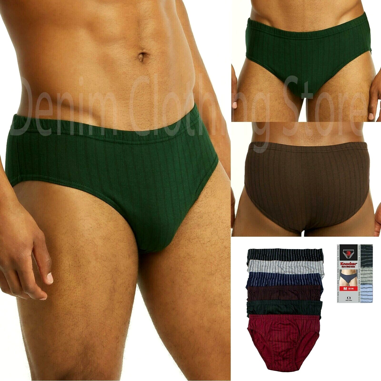 3 6 12 Men’s ULTRA Cotton Double Front Bikinis Briefs Underwear Knocker Striped