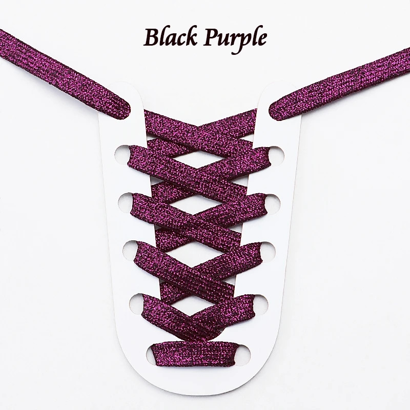 1 Pair Glitter Colorful Flat Shoelaces 1CM Width Durable Laces for Athletic Runn
