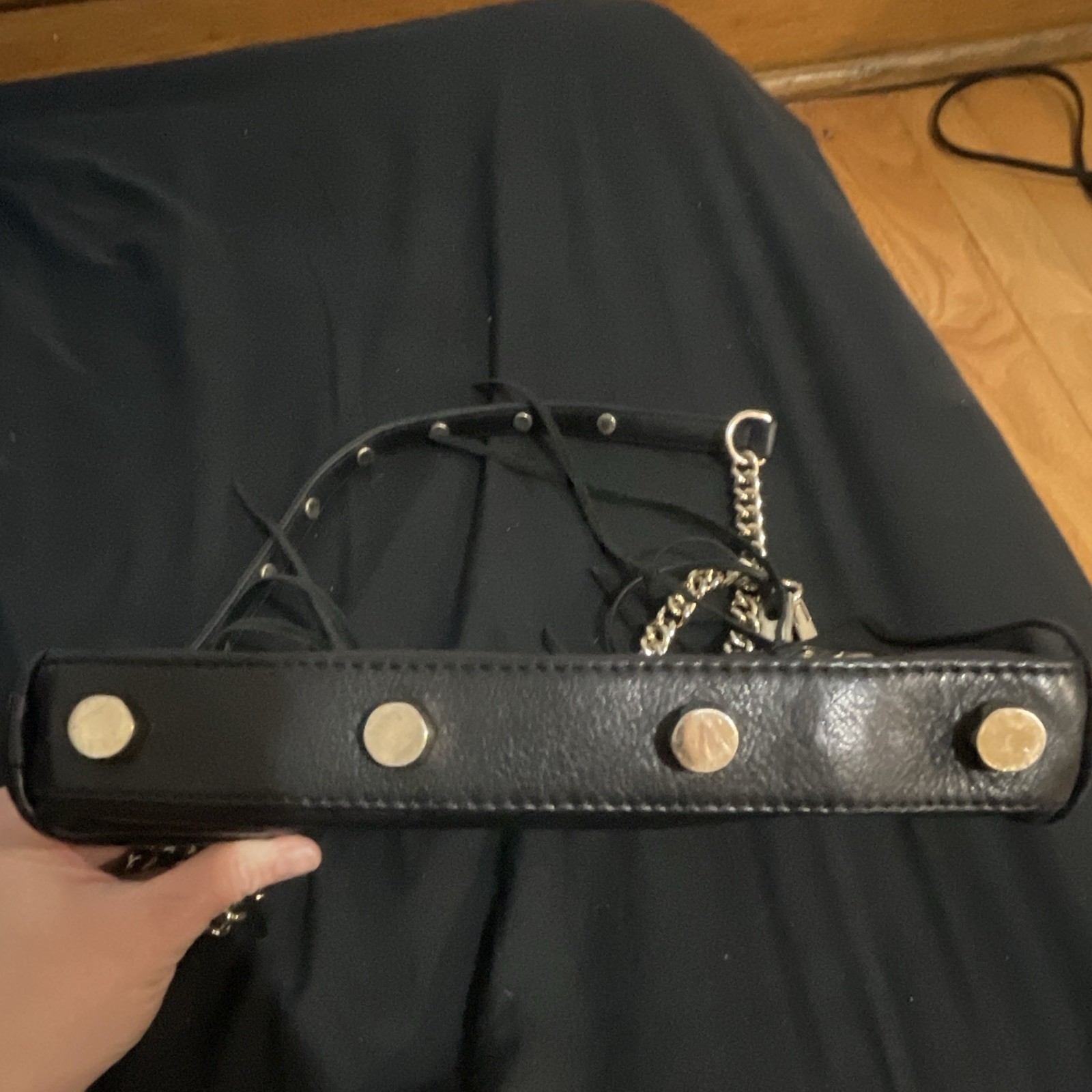 Rebecca Minkoff Black Triple Zip Crossbody Bag Chain Strap Gold Hardware