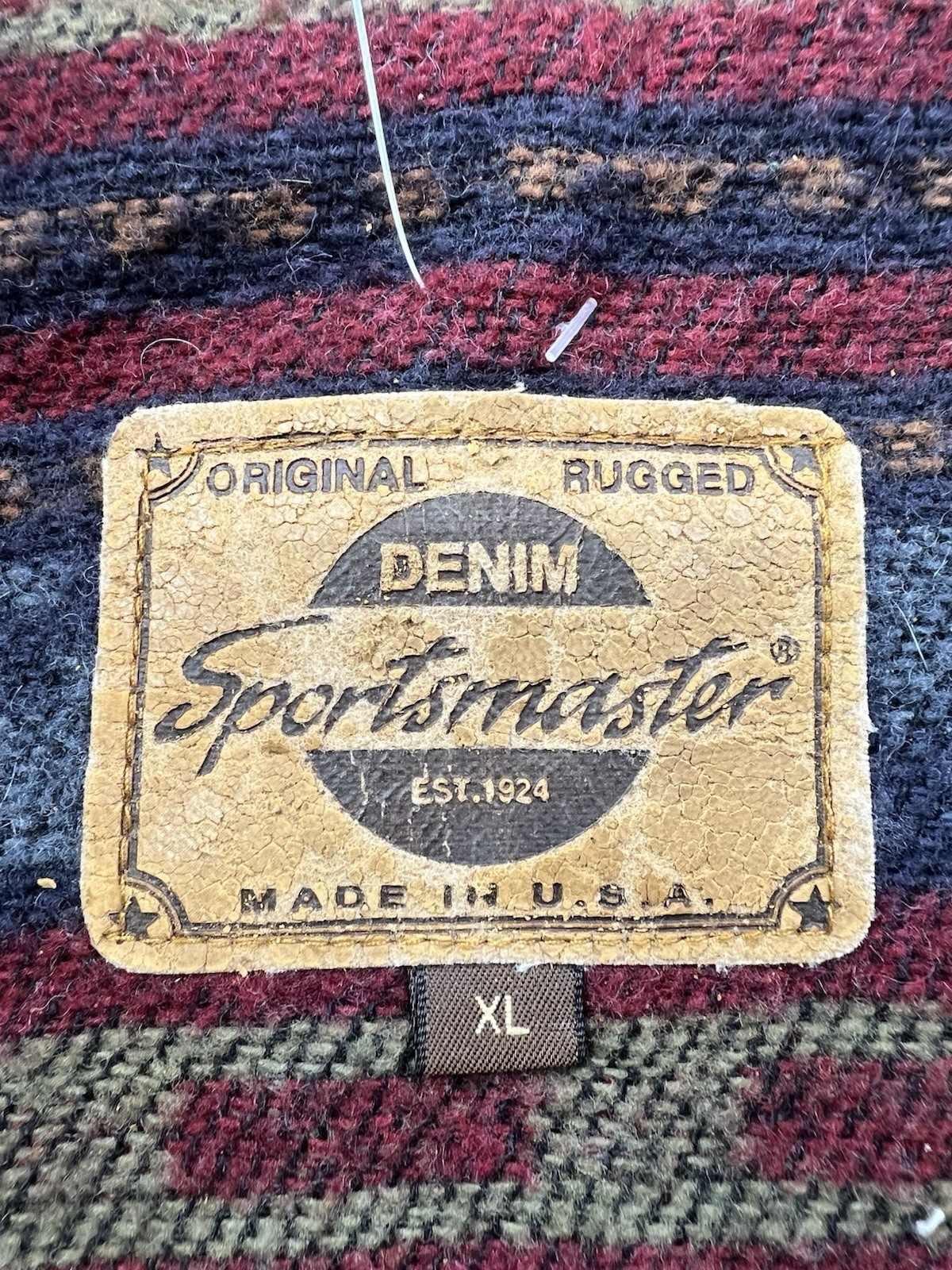 Vintage Sports Master Blanket Lined Denim Jacket Size XL USA Made Aztec