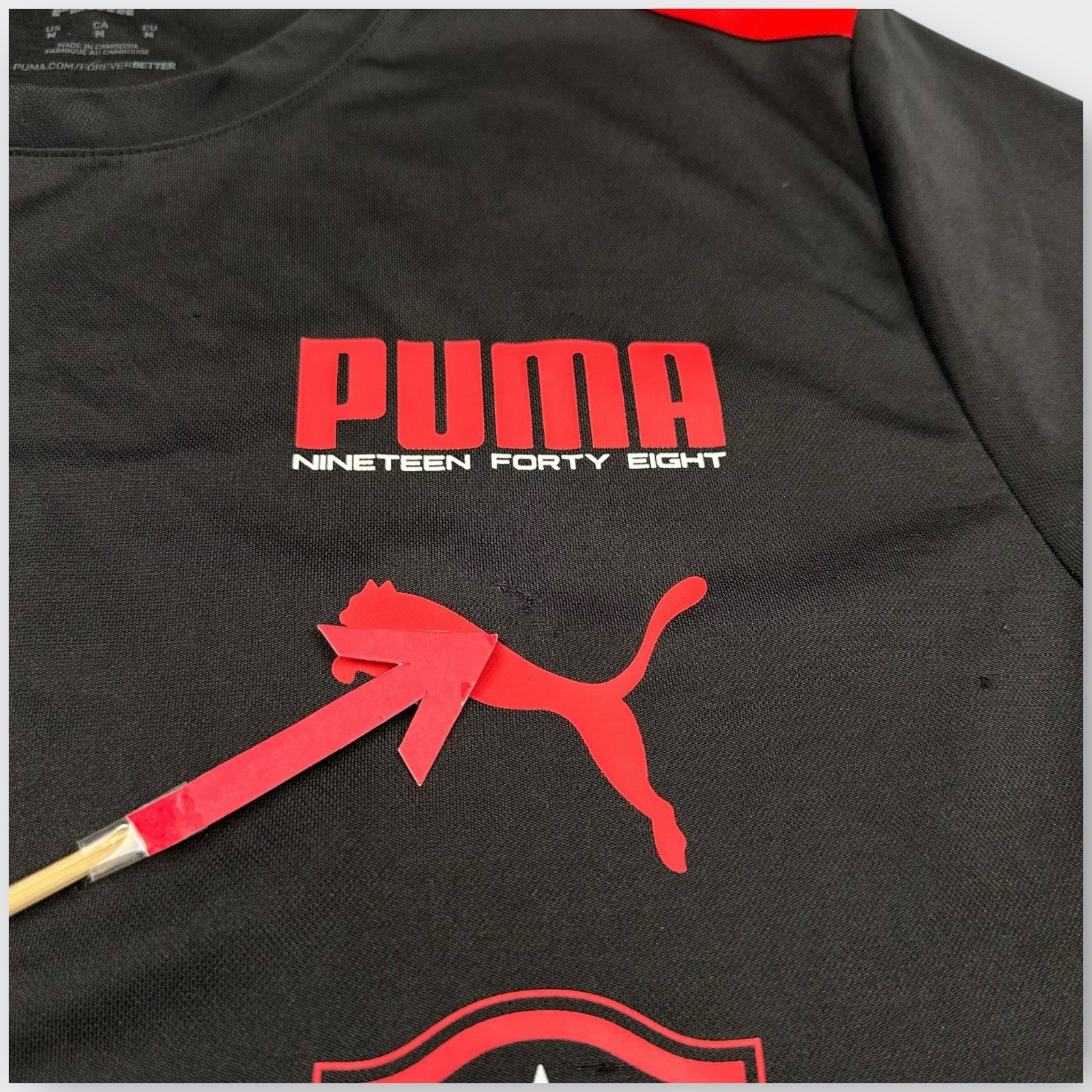 Puma Midfield Tee T-Shirt Mens M Black 1948 Red Logo USA Soccer Performance