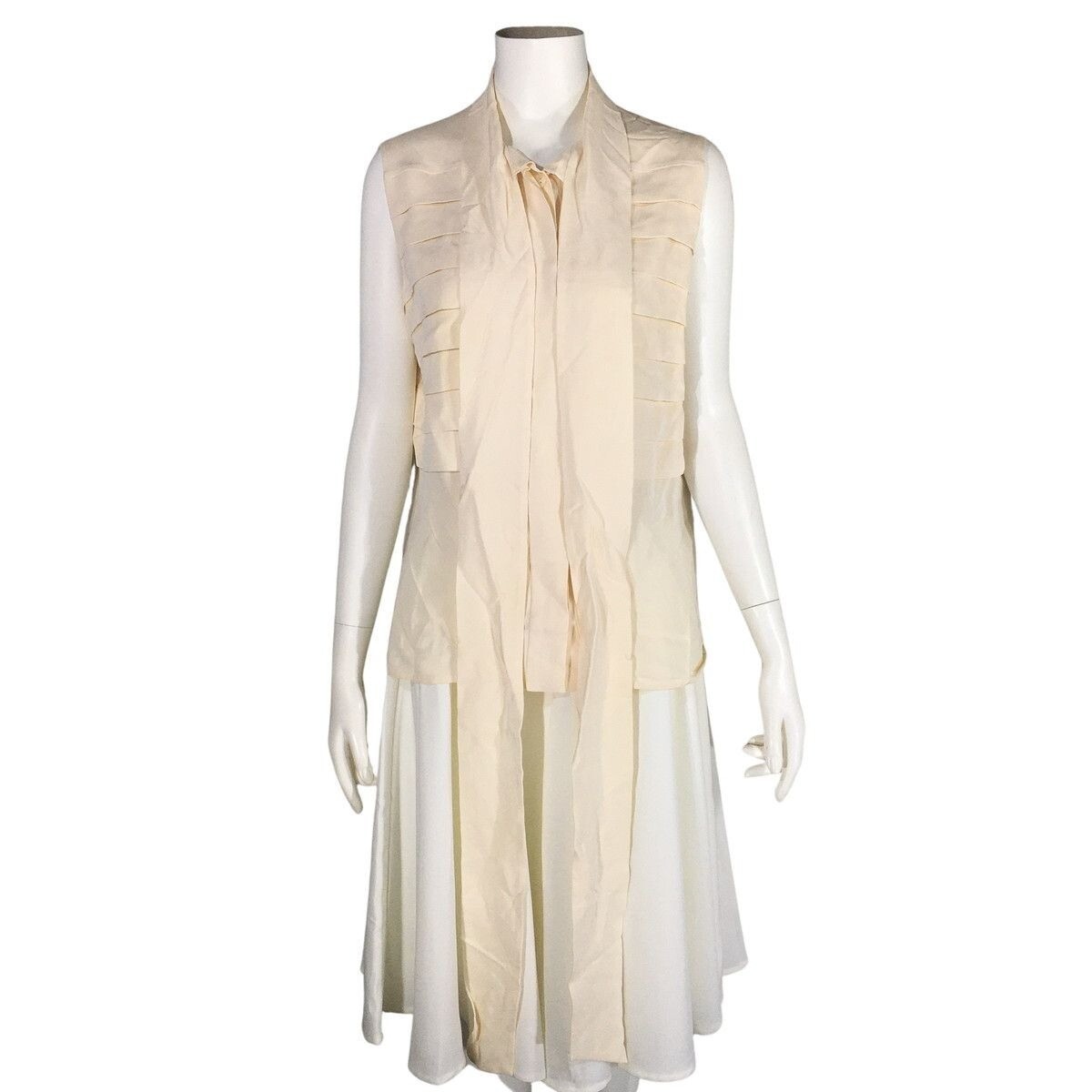 CHANEL SLEEVELESS BOW TIES TOP SILK 06A P28987V11356 shirts blouse women 40