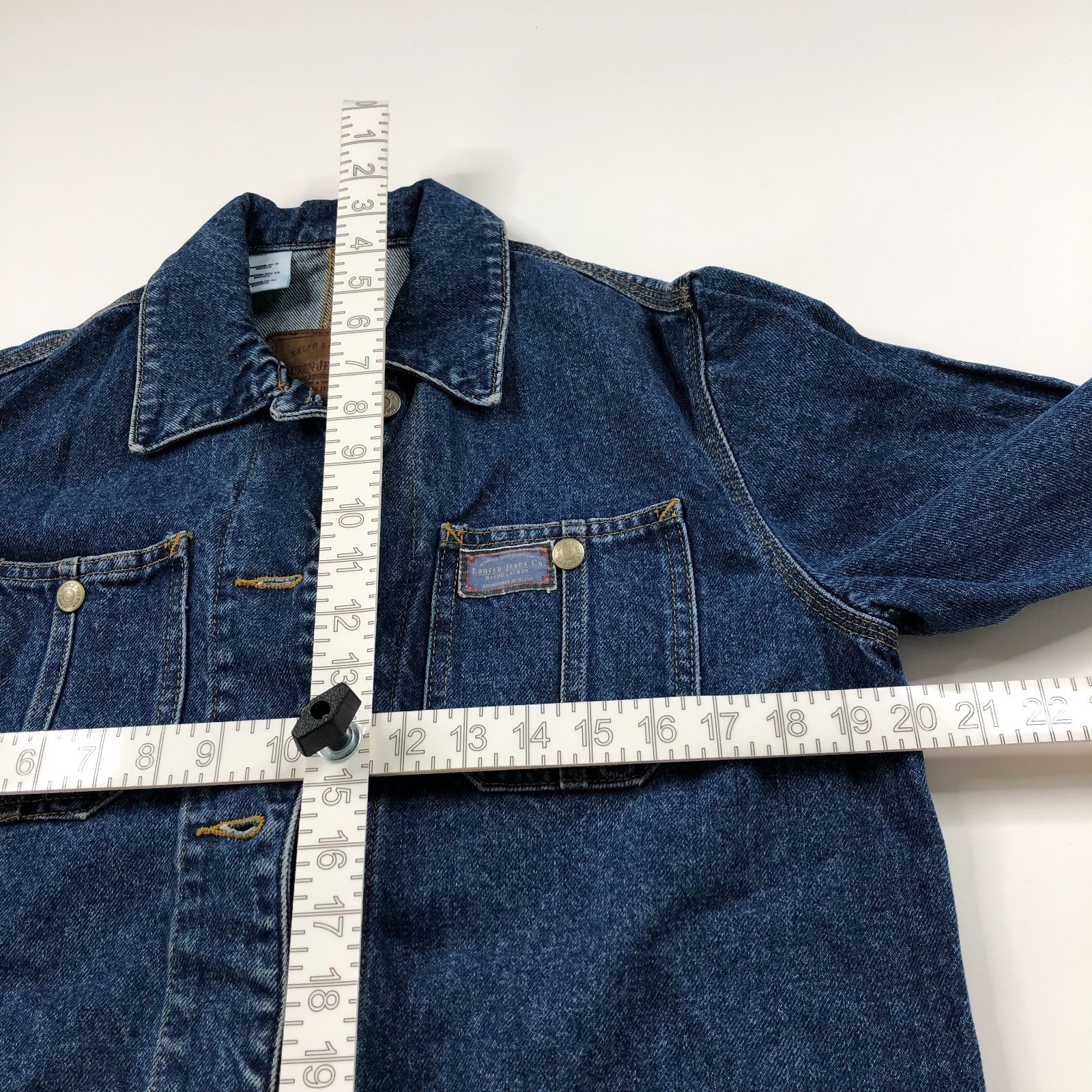 Lauren Jeans Co. PS Petite Small Chore Coat Barn Country Denim Jacket Blue MINT