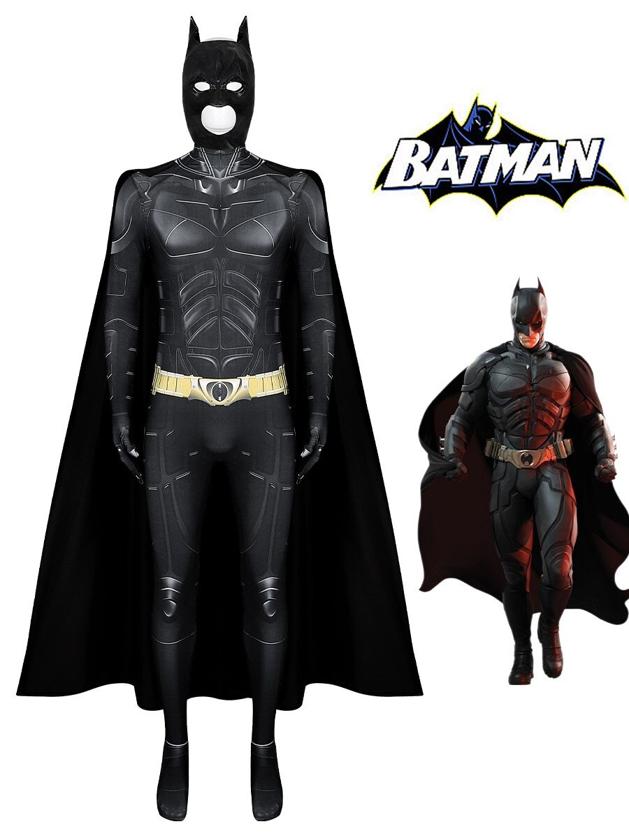 The Flash Batman Bruce Wayne Cosplay Costume Jumpsuit + Cape 2 Pcs Set