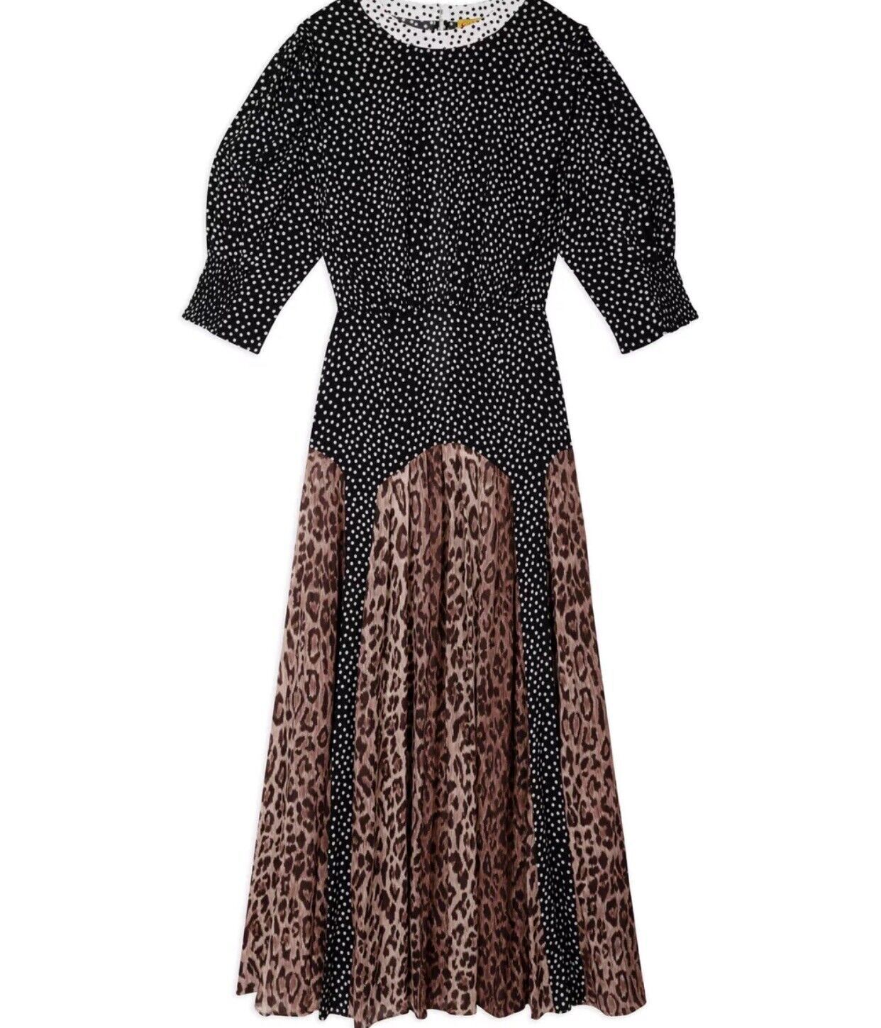New Rixo Meg Leopard Polka Dot Short Sleeve Midi Dress XXS XS S M L XL 2XL 3XL
