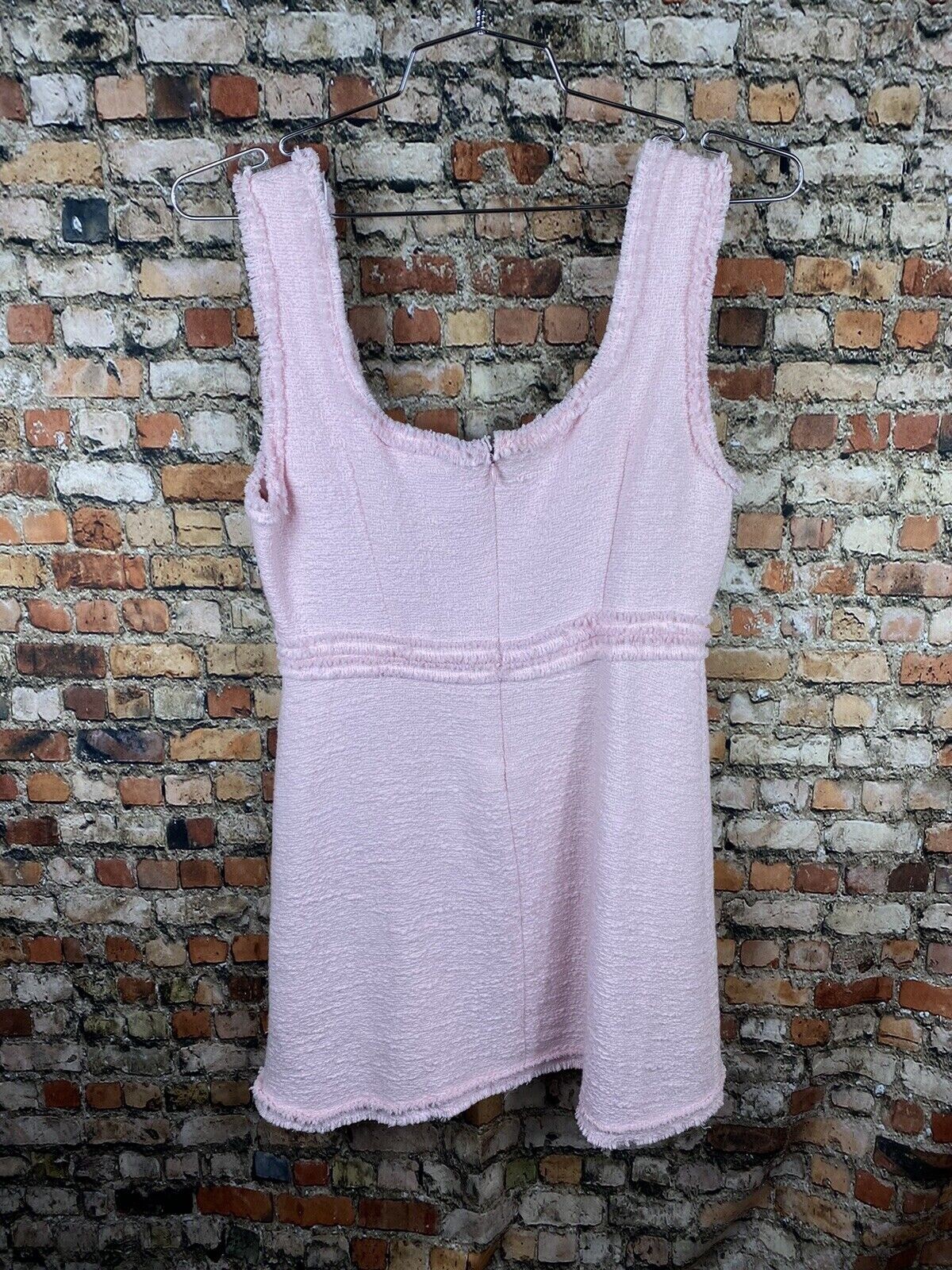 DEFECT Zara Pink Tweed Mini Dress Mod Barbiecore Hepburn Retro Summer Vintage