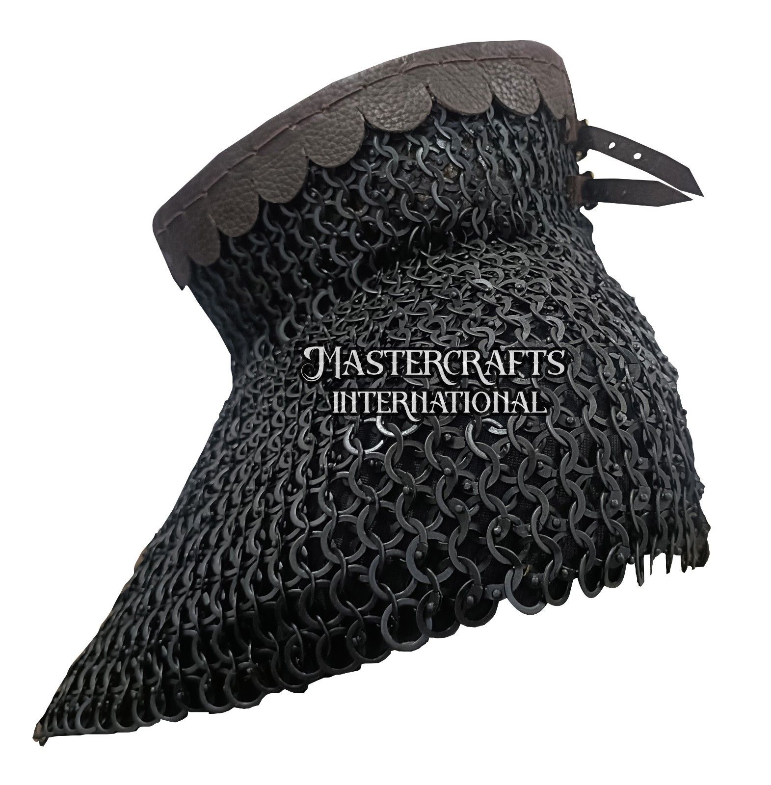 Medieval Chainmail Neck Armor Mild Steel 9mm Flat Riveted Ring Knight Gorget