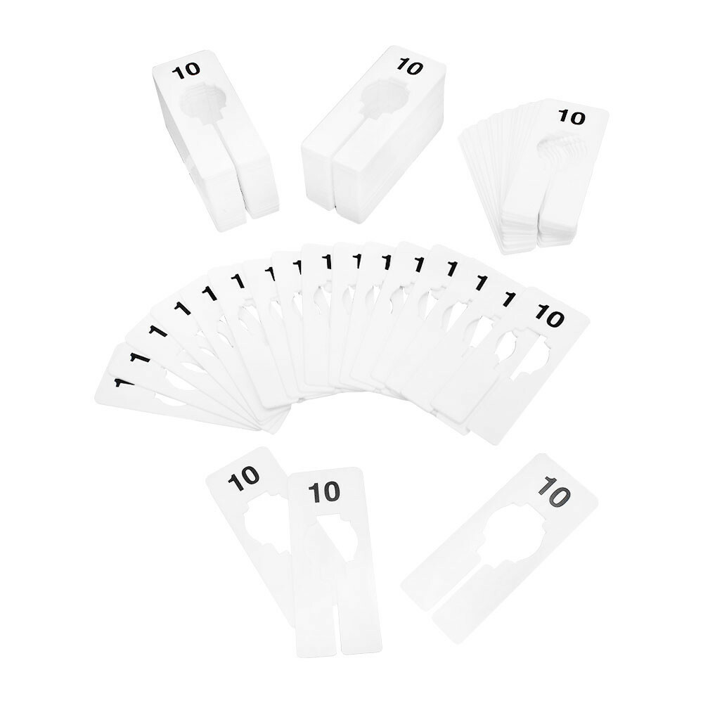Hangers Retail Clothing 2″ x 5″ Rectangular Plastic Size 10 Dividers 10Pcs White