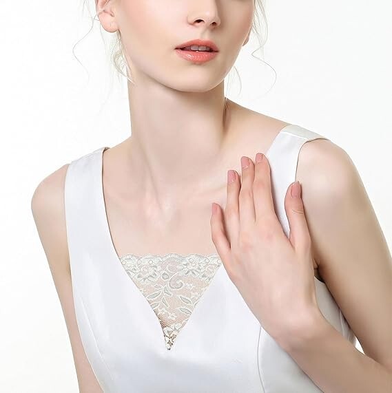6 Pieces Lace Clip-on Mock Camisole Bra, Insert Overlay Modesty Panels for Low