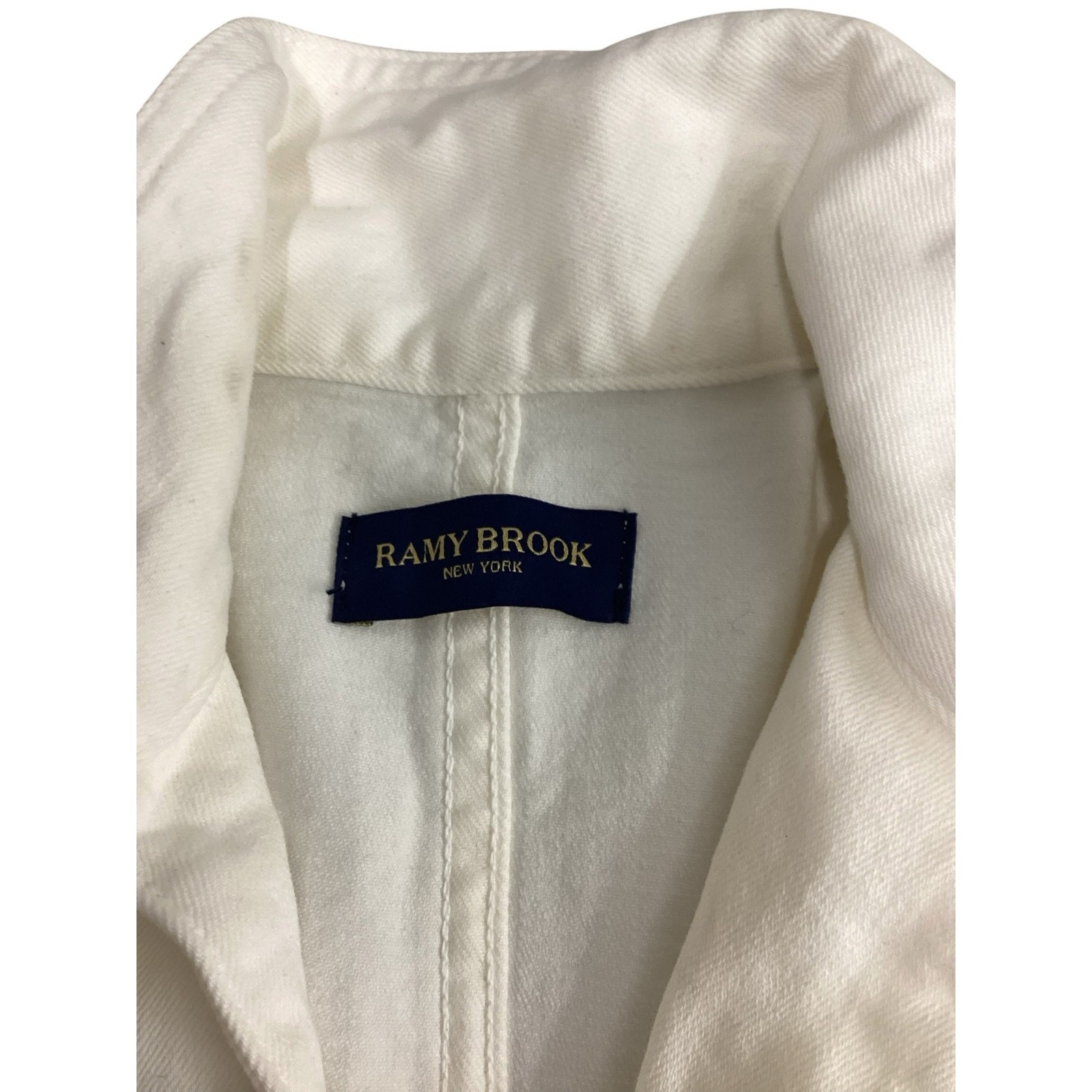 Ramy Brook White Denim Zip Front Mini Dress | Puff Sleeve | Size 26 Made in USA