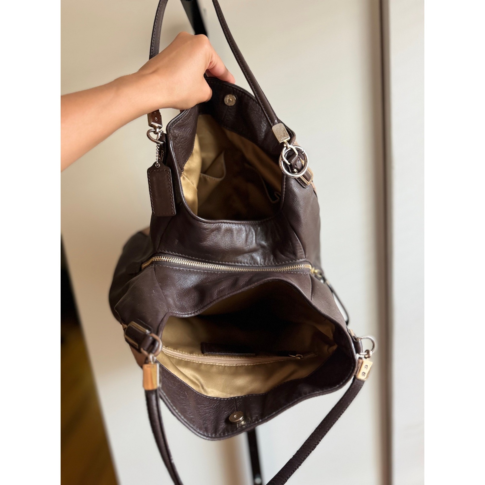 Coach Madison Phoebe Shoulder Bag – Brown/Beige Zebra Print Canvas & Leather
