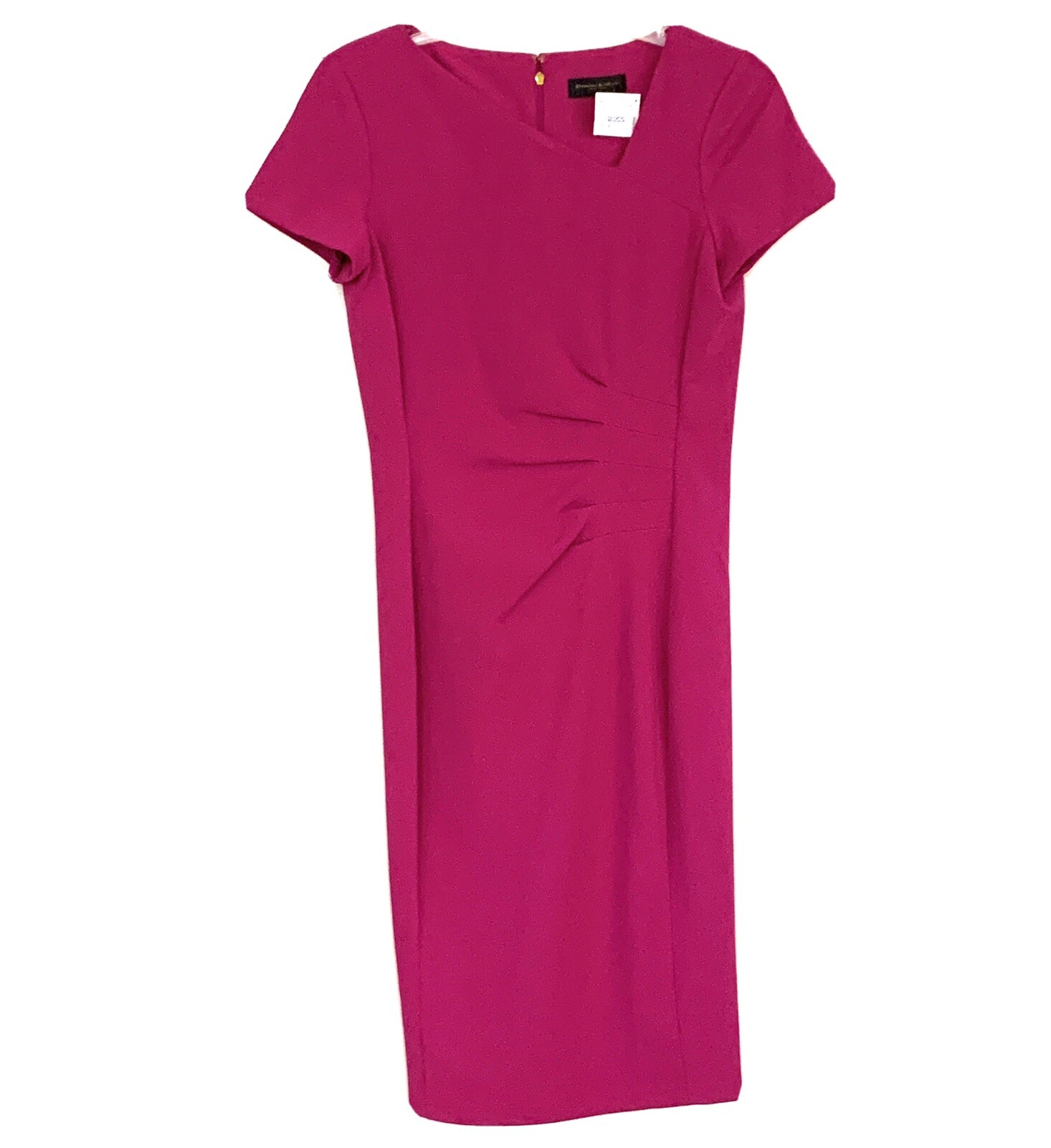 Donna Karan Dress Size 4 Pink Cap Sleeve Off Set V-neck Fun Summer NEW