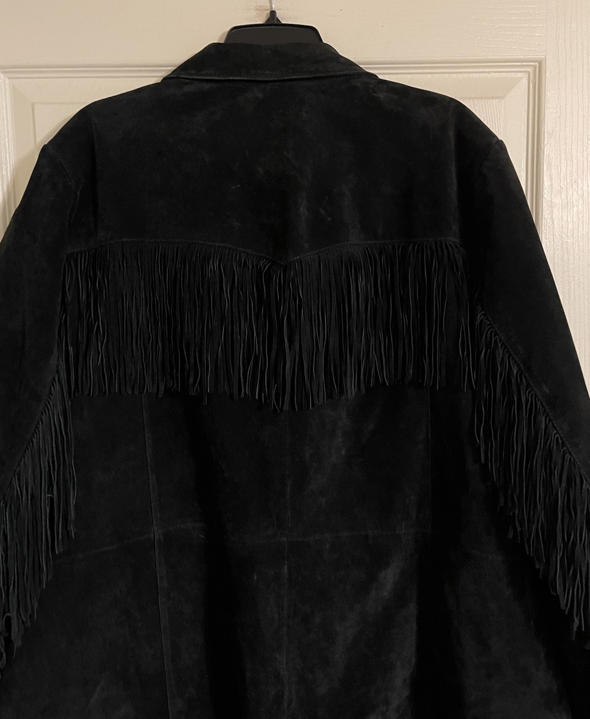 Vtg Via Accenti Suede Jacket Womens Plus sz 26W Black Fringe Toggle Buttons