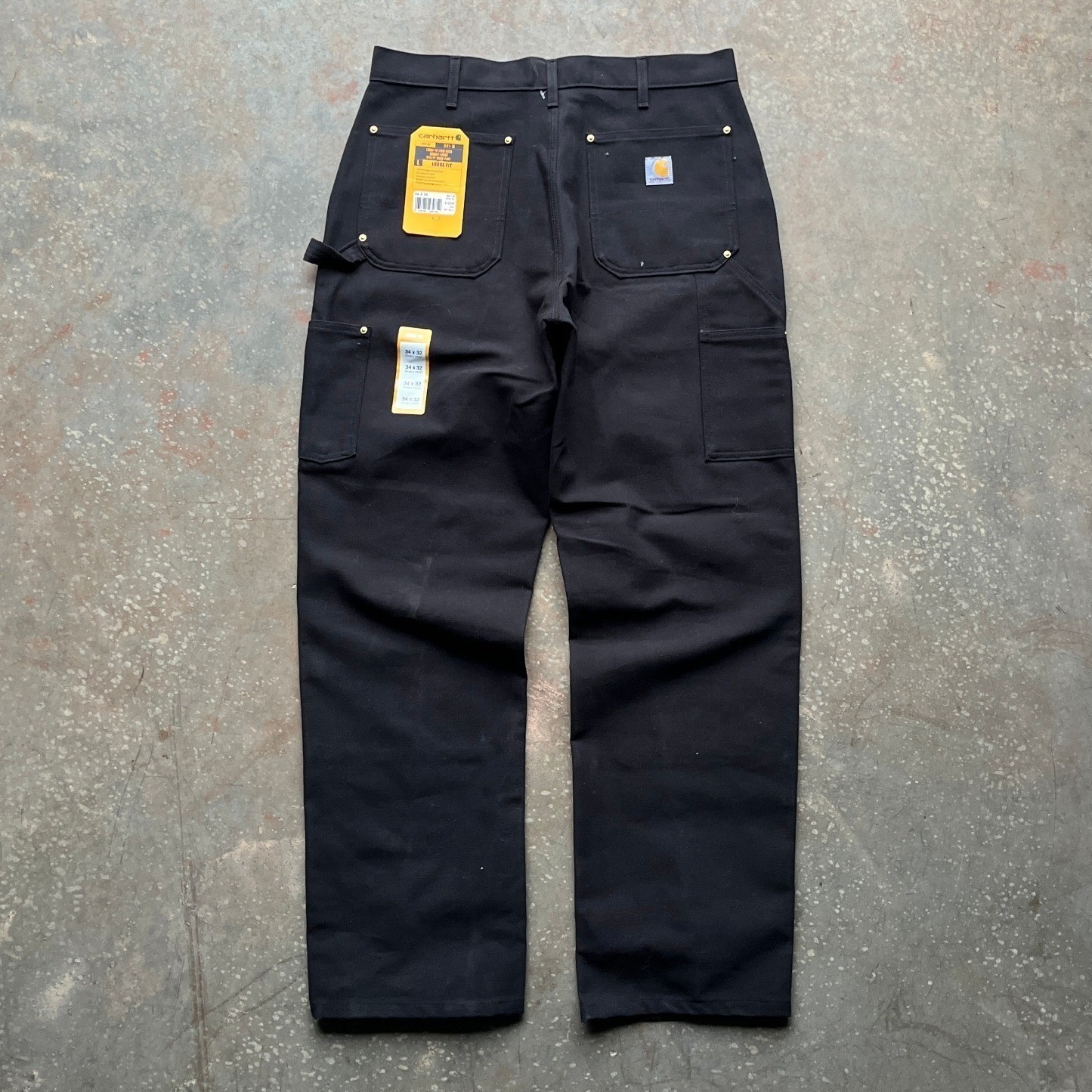 New w/tags! Y2K Carhartt B01 BLK Double Knee Work Pants Black Loose Fit 36×32