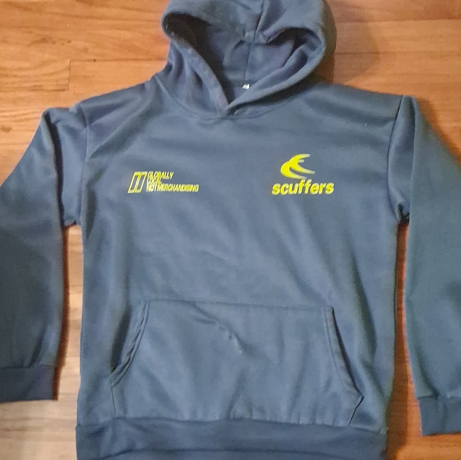 Scuffers Boys Pullover Hoodie Gray Yellow Logo Long Sleeve Size S