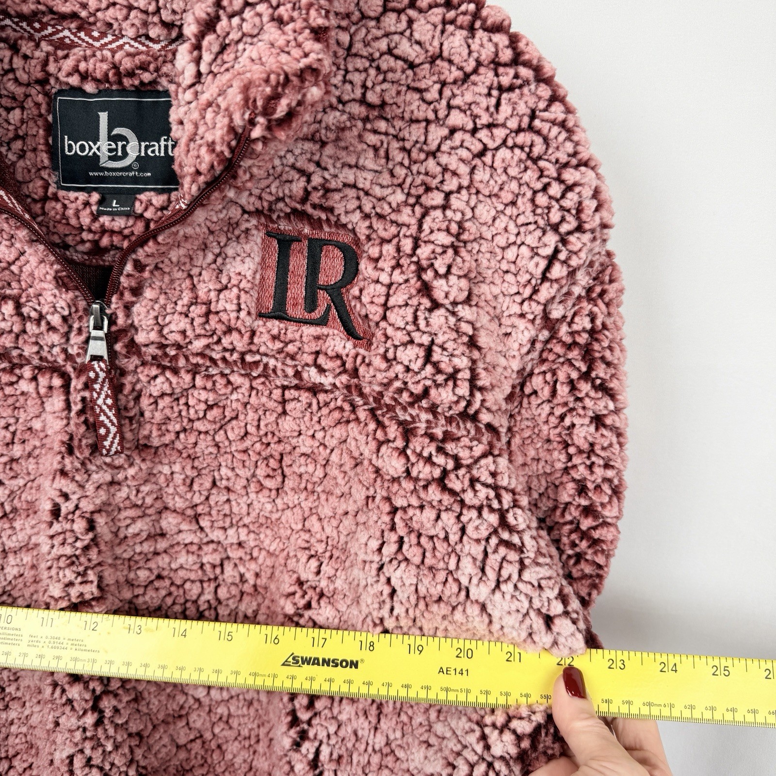 Boxercraft Sherpa Pullover Womens Large Dusty Rose Pink Quarter Zip Fleece LR