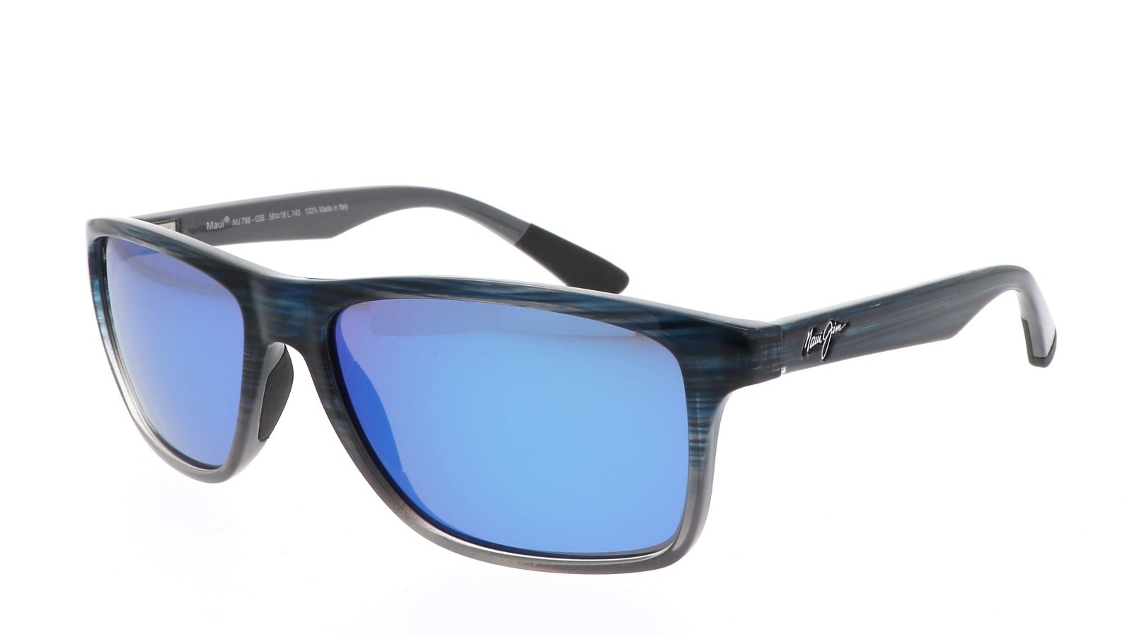 Maui Jim Onshore Blue Black Stripe Fade / Blue Hawaii Polarized B798-03S NEW
