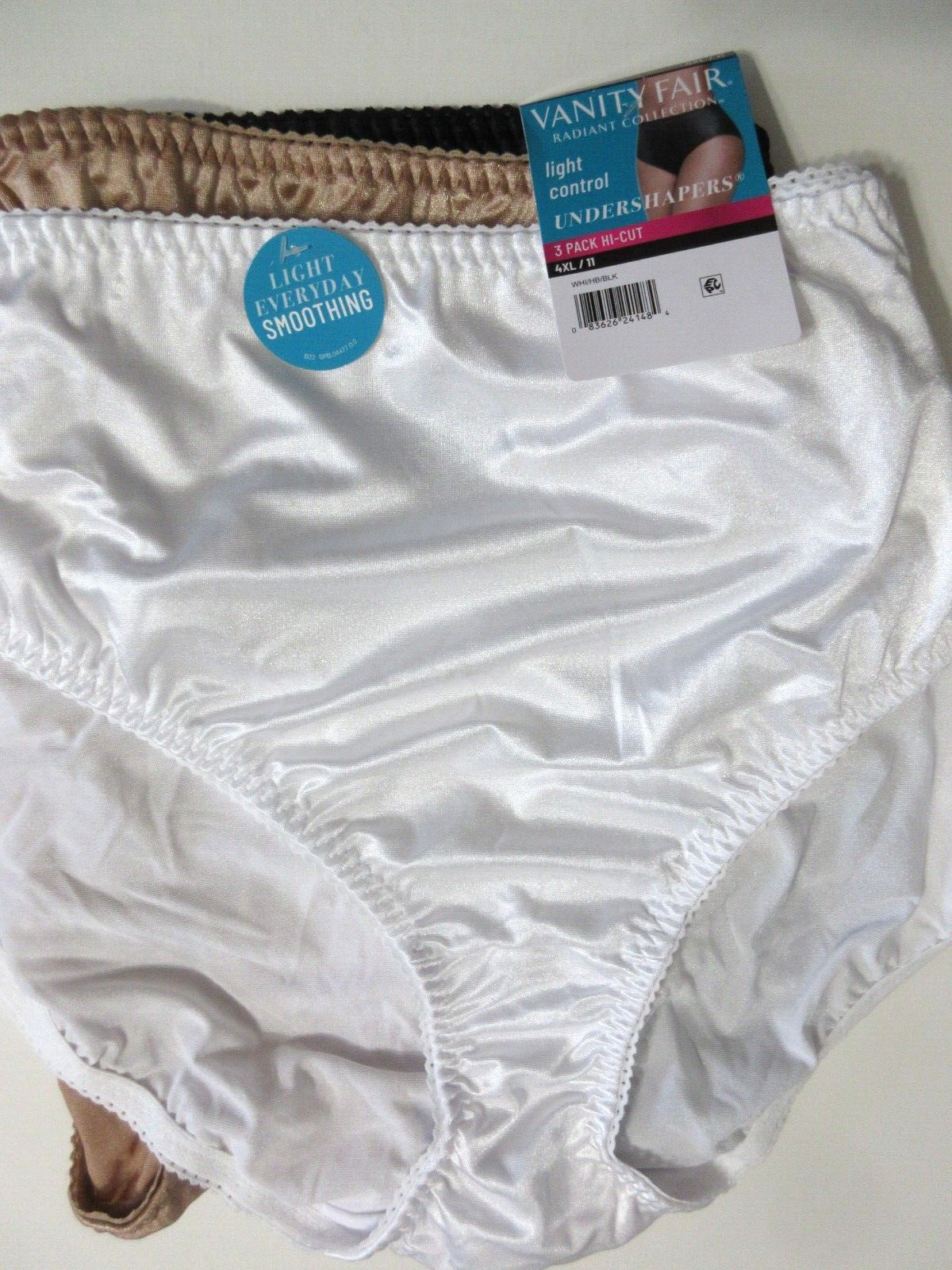 Vanity Fair Radiant 3-Pairs HI-CUT Brief Panties Nylon white black Plus ~ 4XL/11