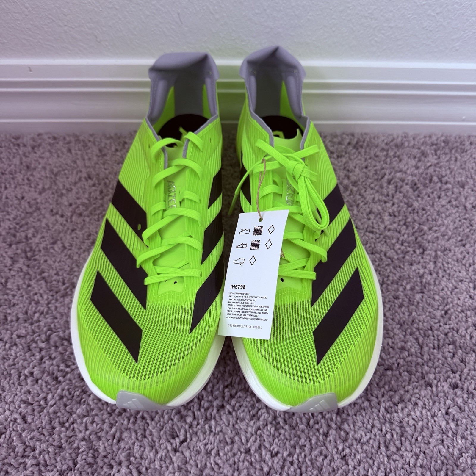 adidas Adizero Ambition ‘Lucid Lemon Black’ IH5798 Men’s Size 6.5 No Spikes
