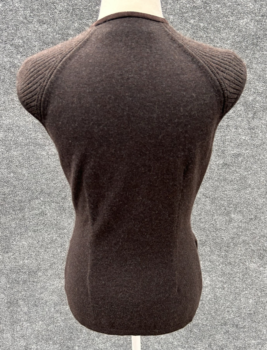 LORO PIANA Italy 100% Cashmere & Suede Goatskin Dark Brown Sweater Vest 40 Small