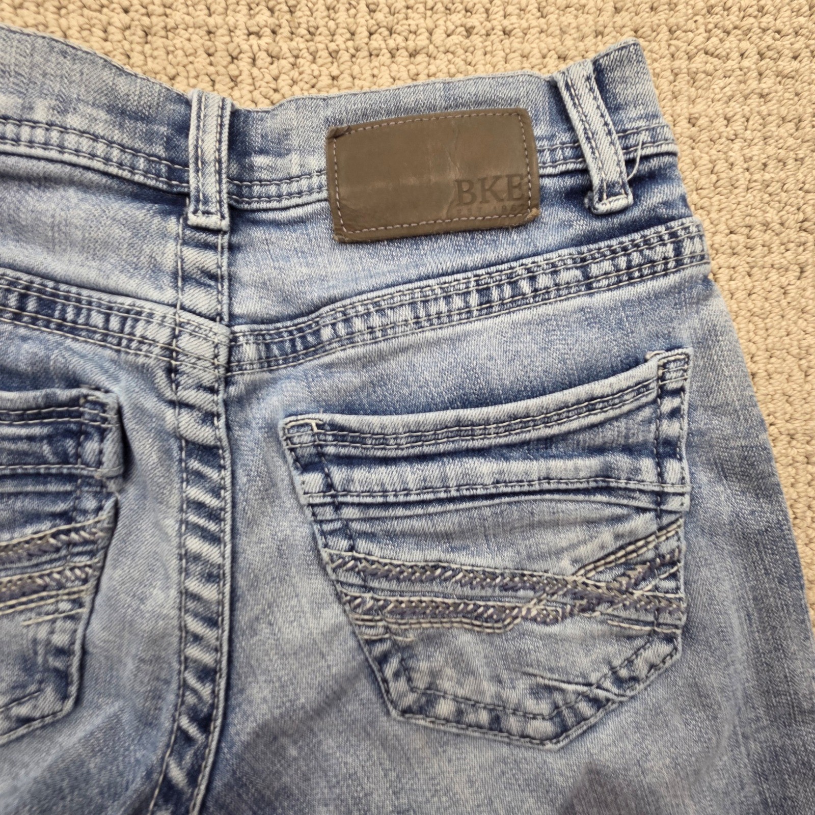 BKE Aiden Jeans Slim Straight ABS21445 Light Wash Blue Mens 26×32