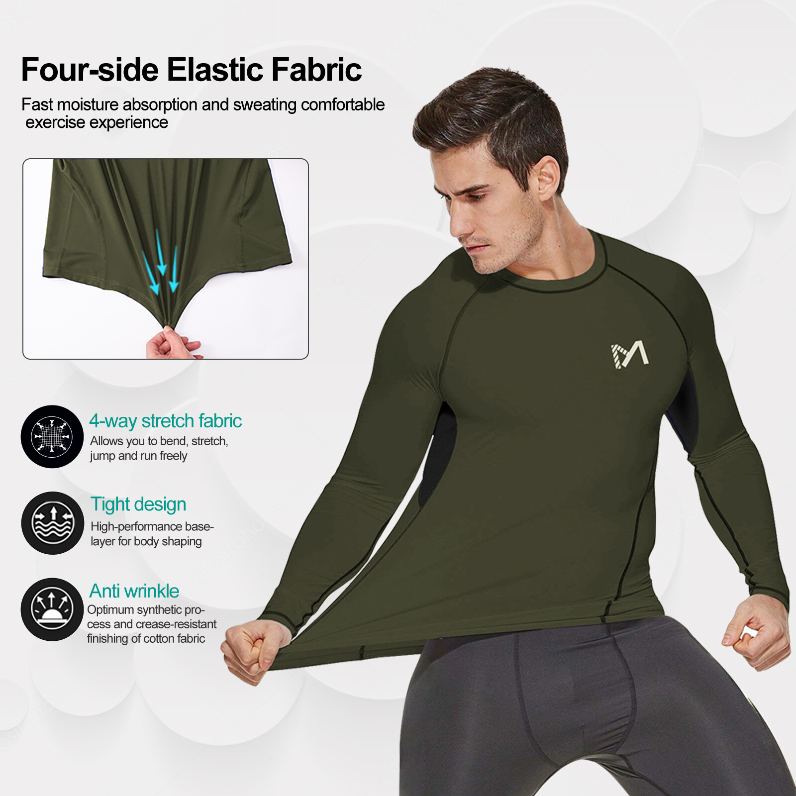 6 Pack/Set Compression Shirts for Men Long Sleeve Athletic Base Layer Undershirt