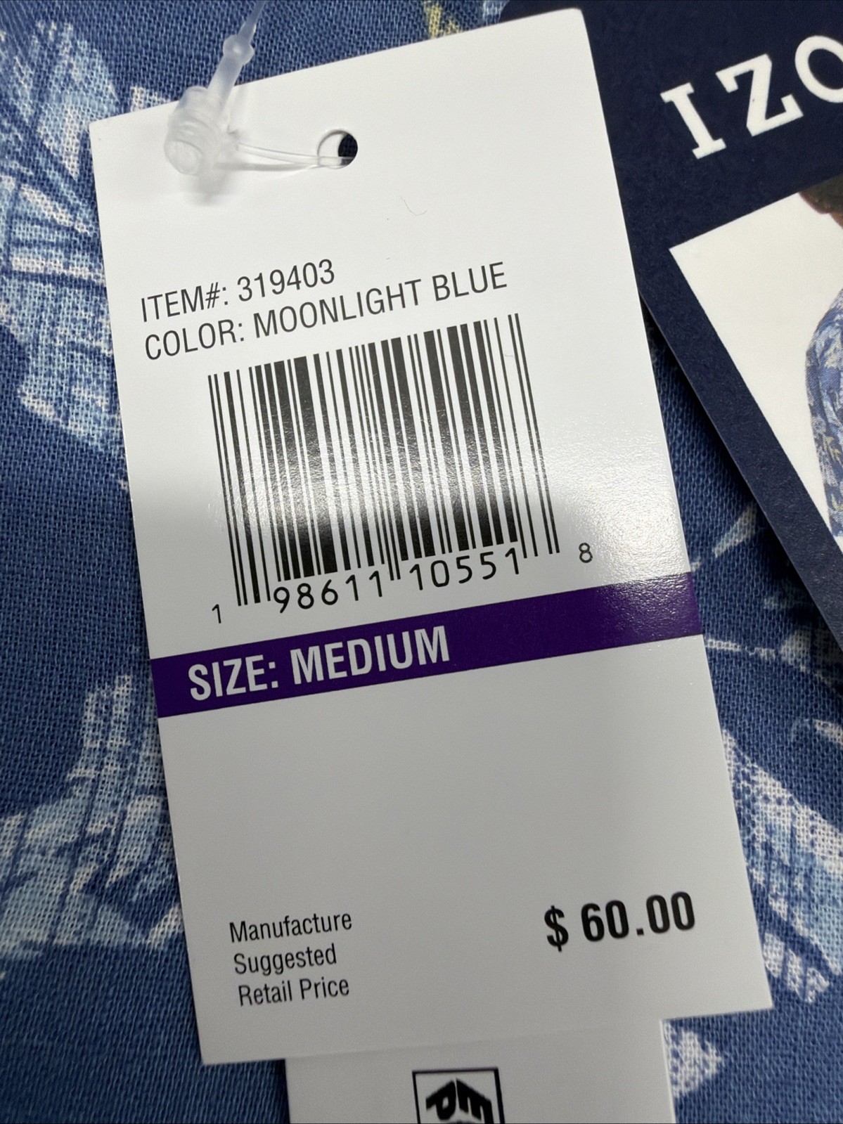 Izod Saltwater Dockside Men’s Med Short Sleeve Button Up Blue Hawaiian Shirt New
