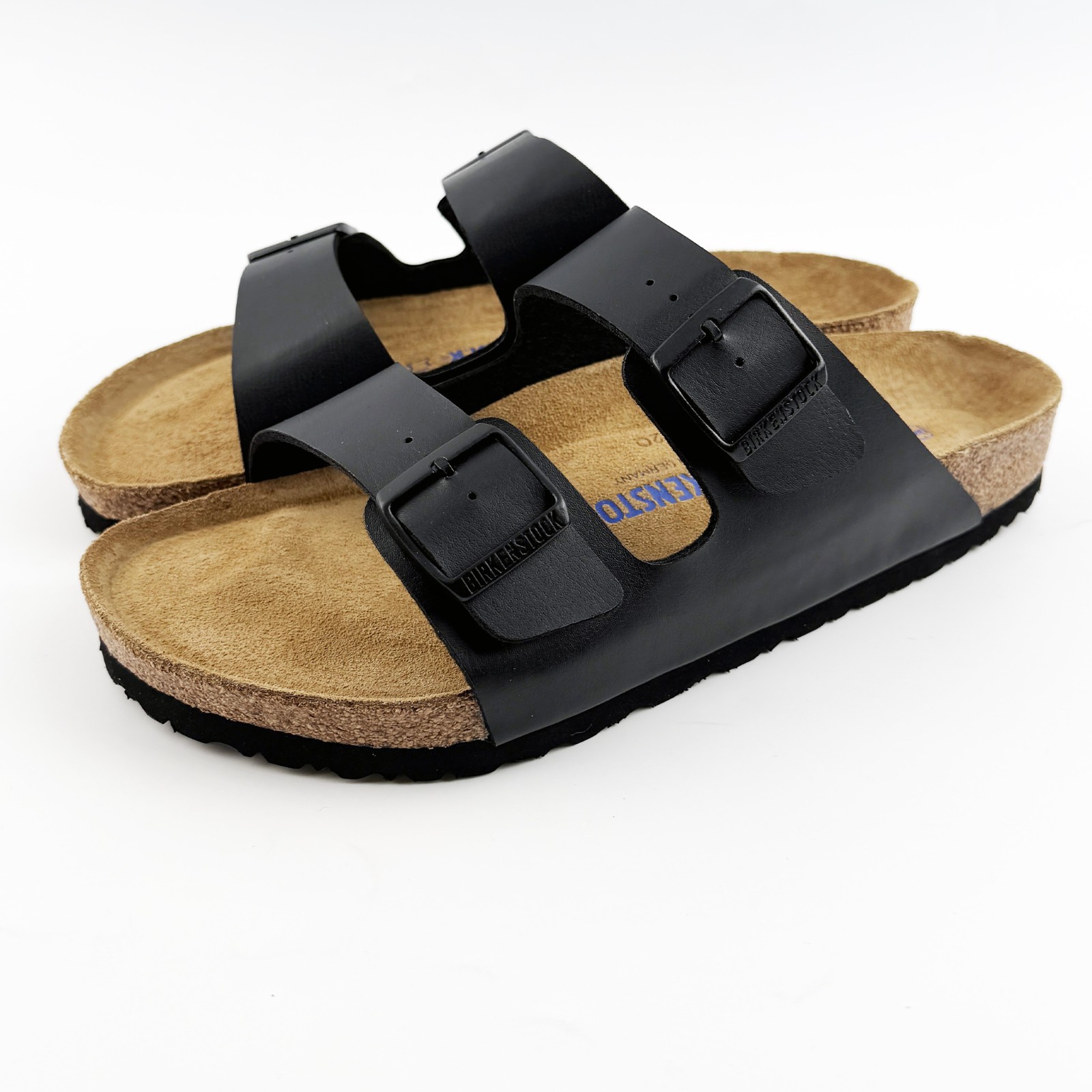 Birkenstock Arizona Black Soft Footbed Birko-Flor Leather Unisex Casual Sandals