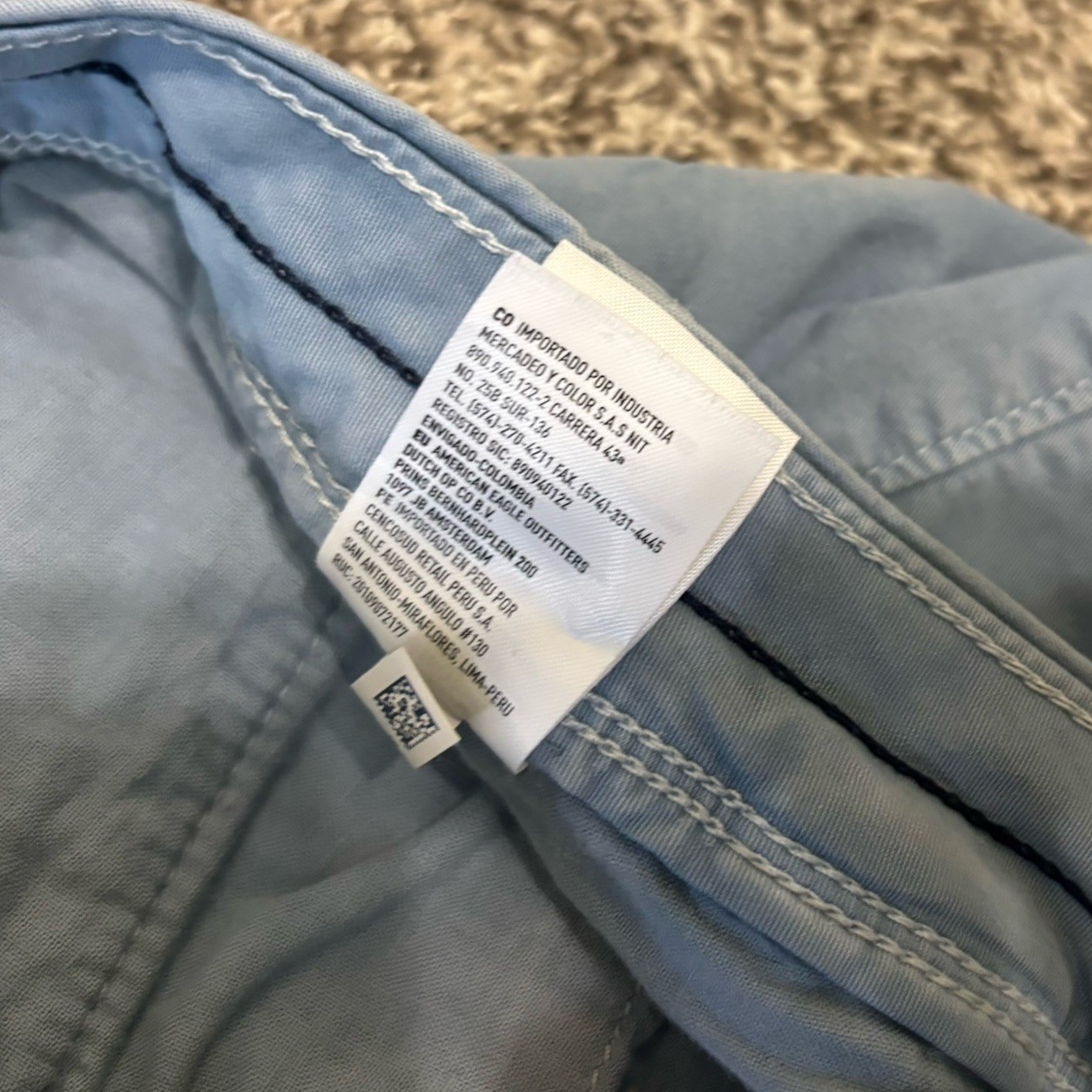 American Eagle Next Level Flex Mens Slim Classic Chino Shorts Light Blue Size 30