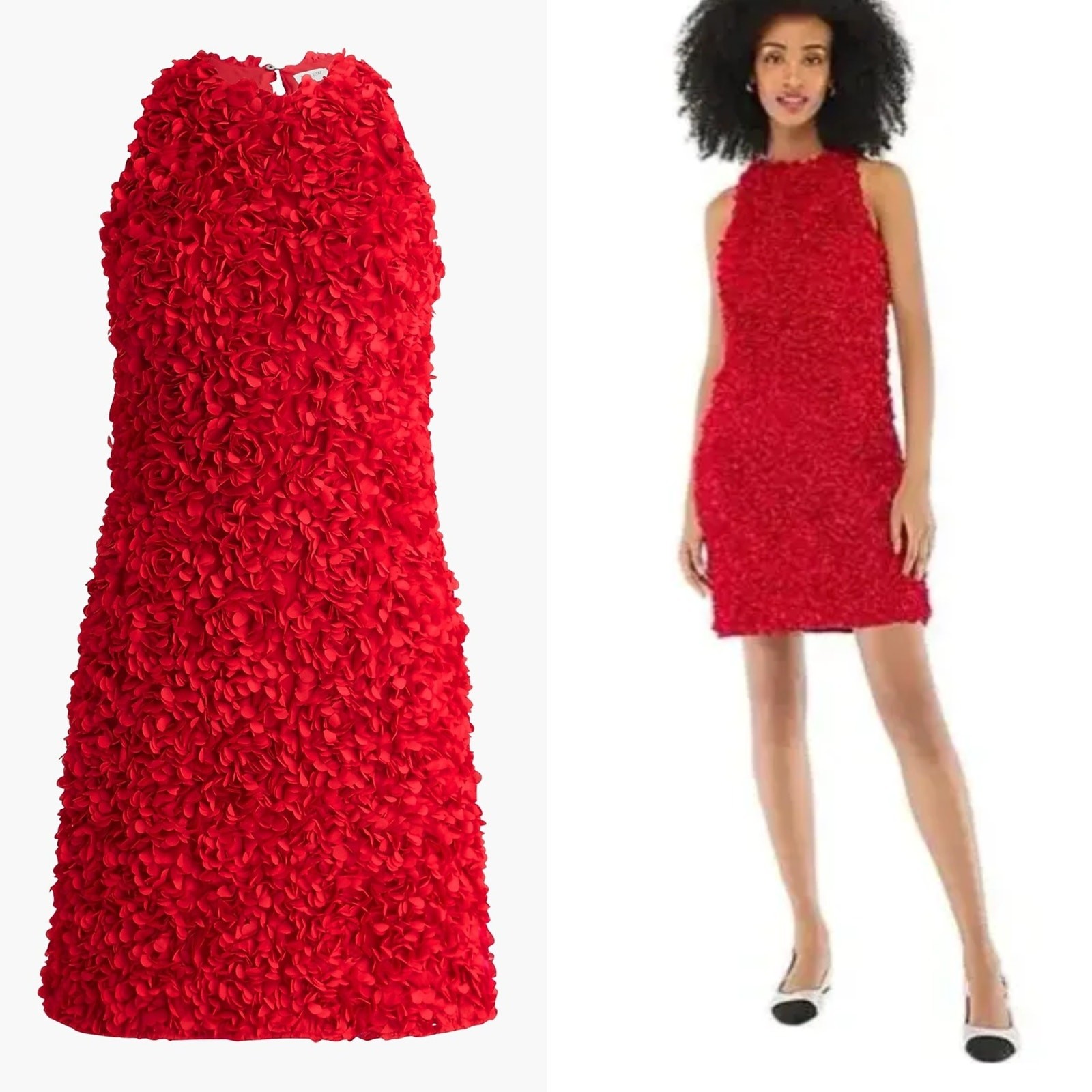 J. Crew Rosette Dress 3D Flower Petal Sleeveless Mini Sheath Deep Ruby Red NWT 4