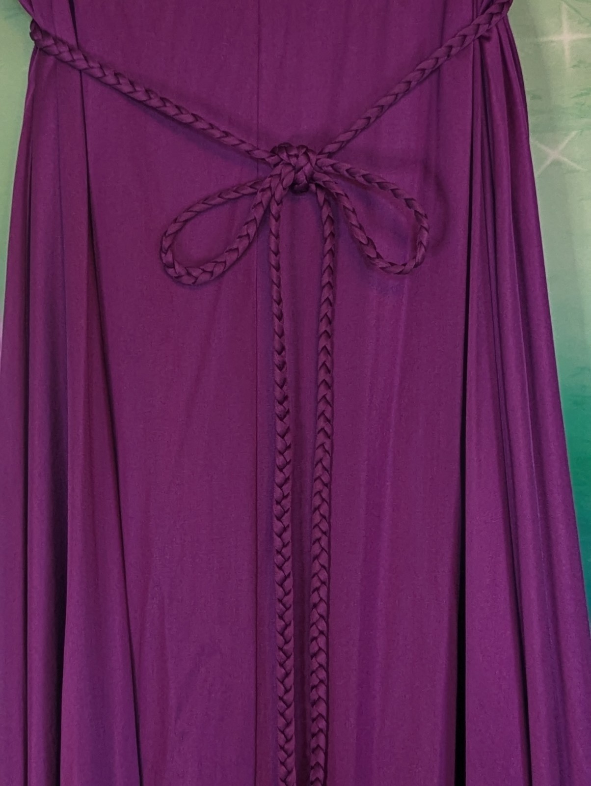 VTG Vanity Fair Silky Nylon Nightgown Braided Tie Back 34 Goddess Purple (203)