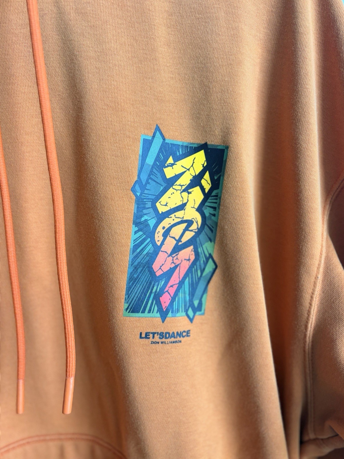 Jordan Zion Williamson Let’s Dance Graphic Logo Fleece Hoodie Orange Men XL