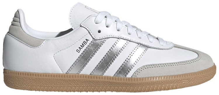 adidas Womens Samba OG ‘White Silver Metallic Grey’ JI2725 Ship Now