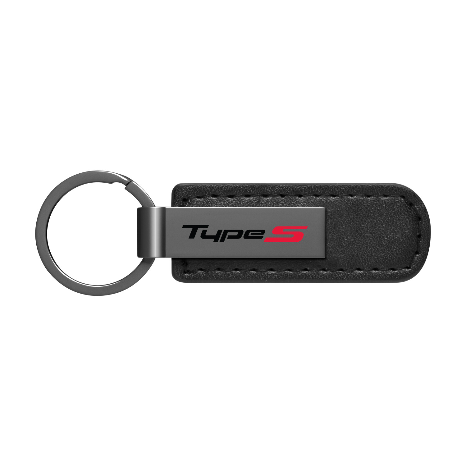 Acura Type-S Black PU Leather Strap Black Metal Bar UV Printed Key Chain