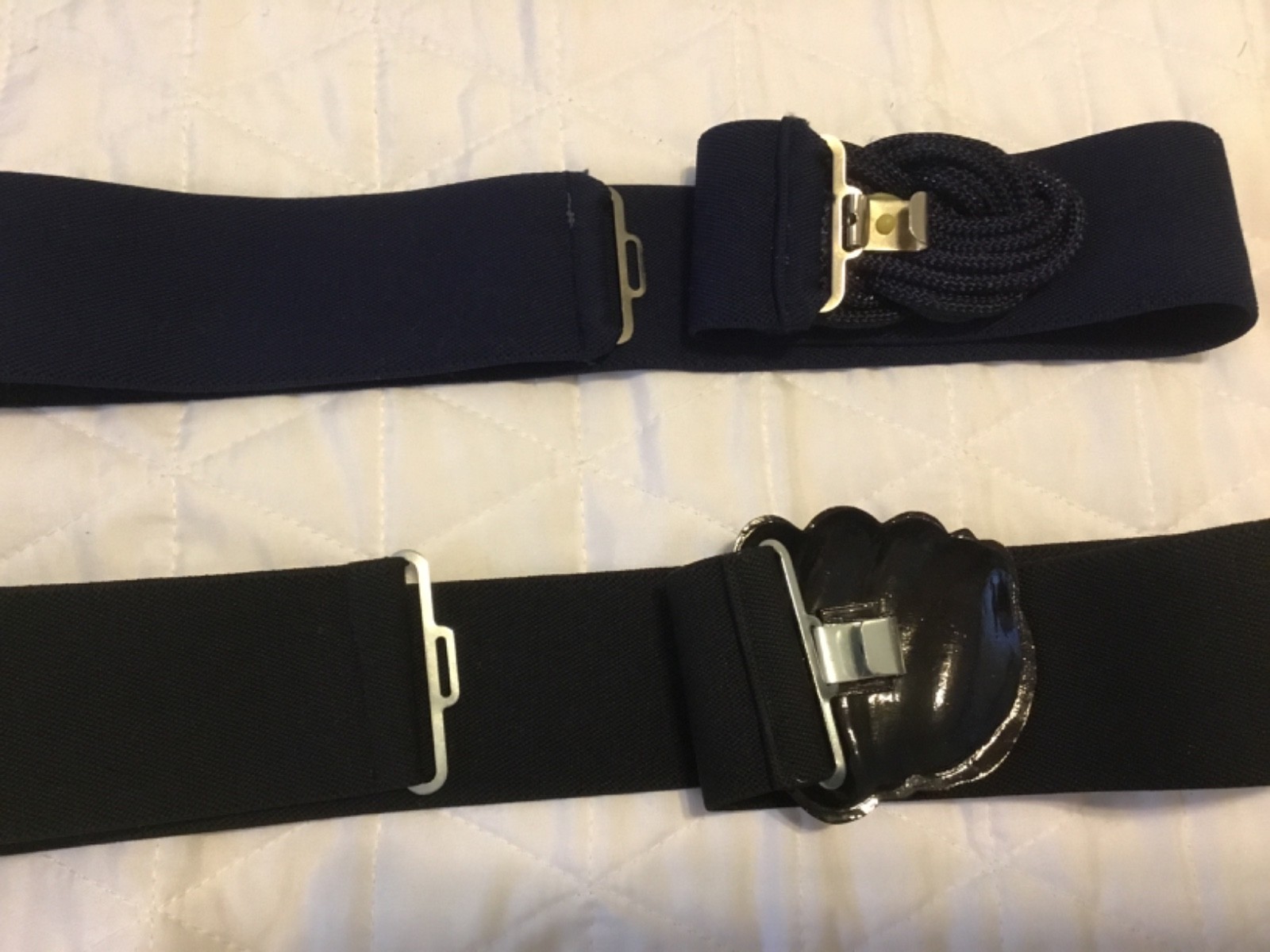 2 Vintage Elastic Stretch 80s Lot Blue Black Retro