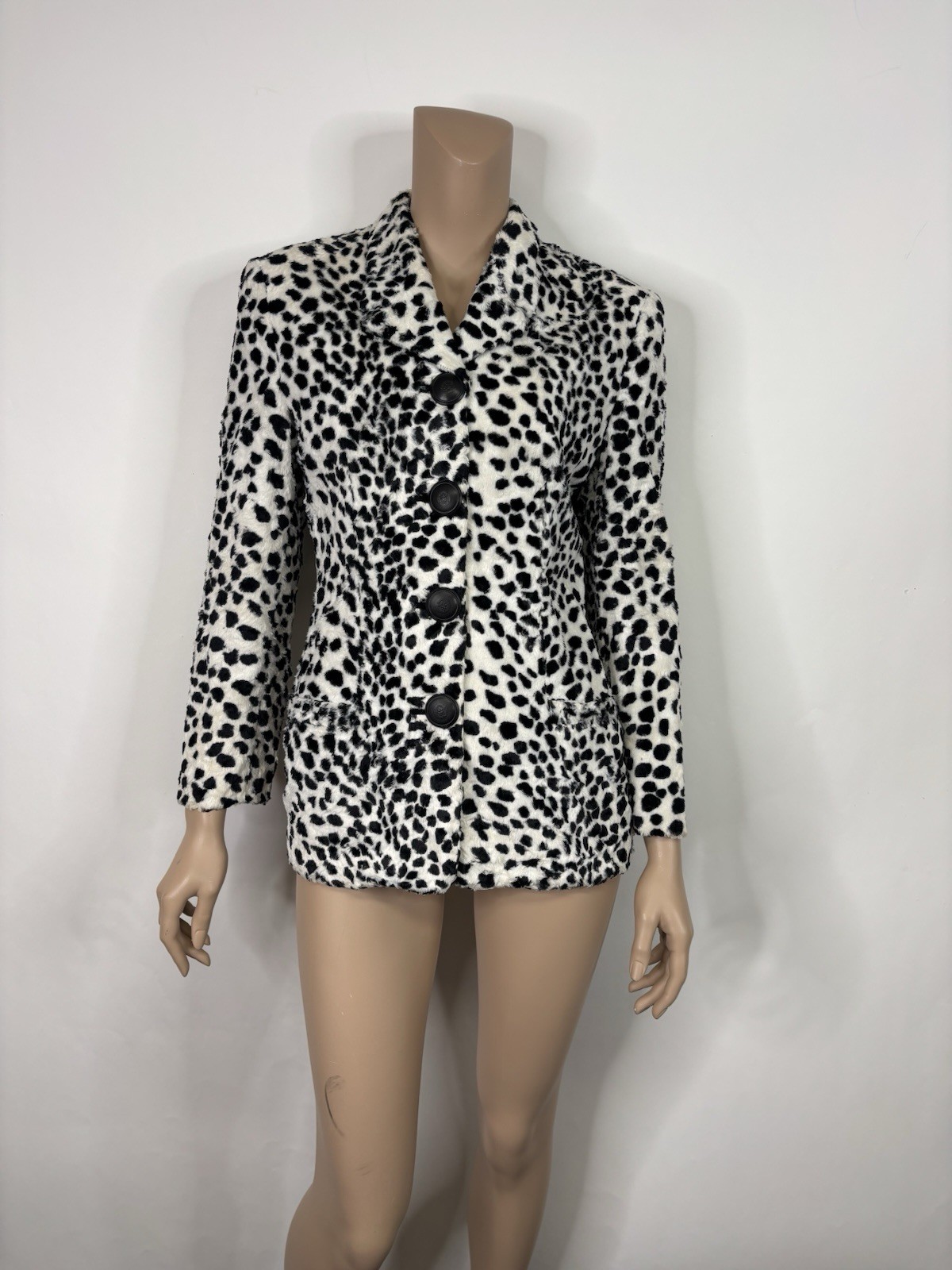 Vtg Gianni Versace Versus Dalmatian Print Faux Fur Jacket IT 42