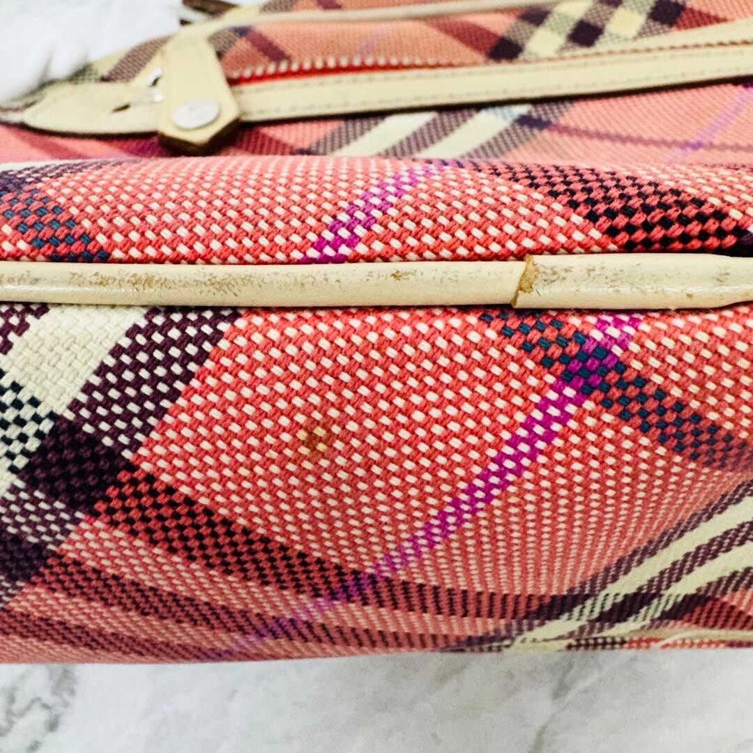 Burberry Blue Label Pink Nova Check Shoulder Bag Zip 21.5cm Japan DX485