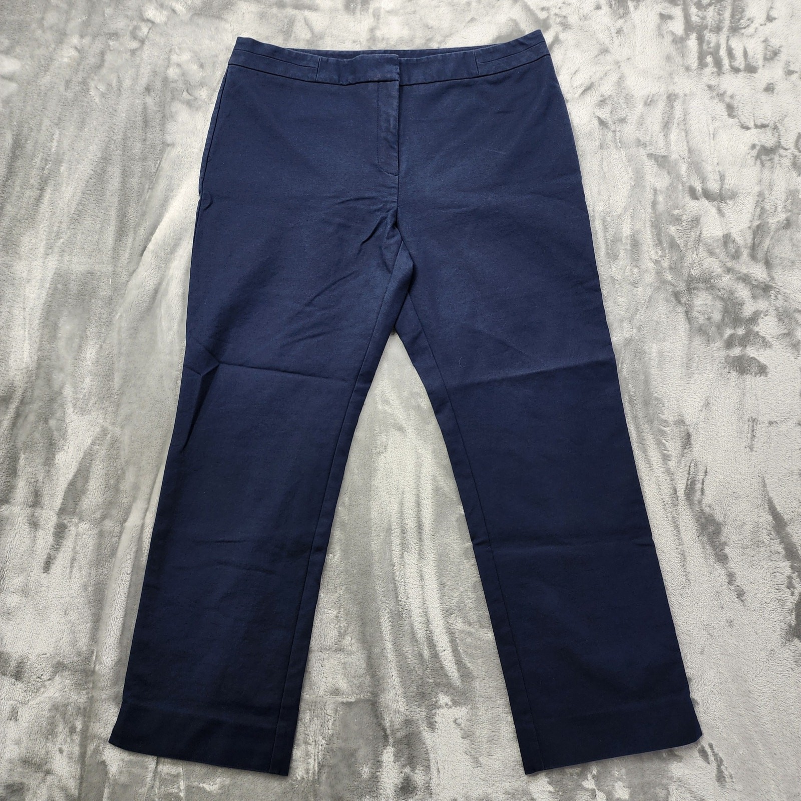Charter Club Pants Womens 12 Blue Slim It Up Mid Rise Ankle Khaki Stretch Cotton