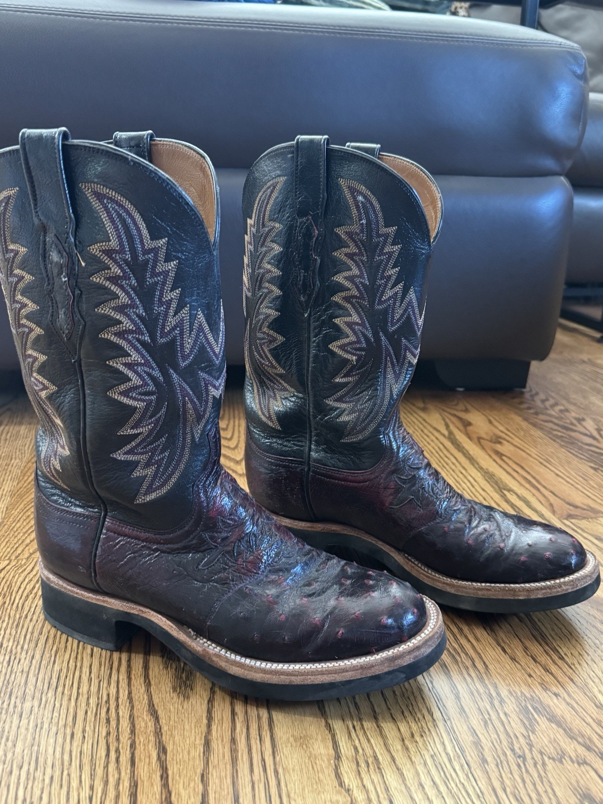 Lucchese 2000 Western Cowboy Boots men’US 8 Leather Pull-On Mid-Calf