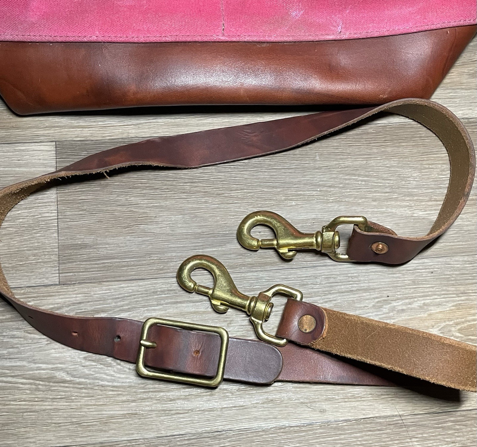 North End Bag Co The 76th St Tote Pink waxed canvas Leather accented